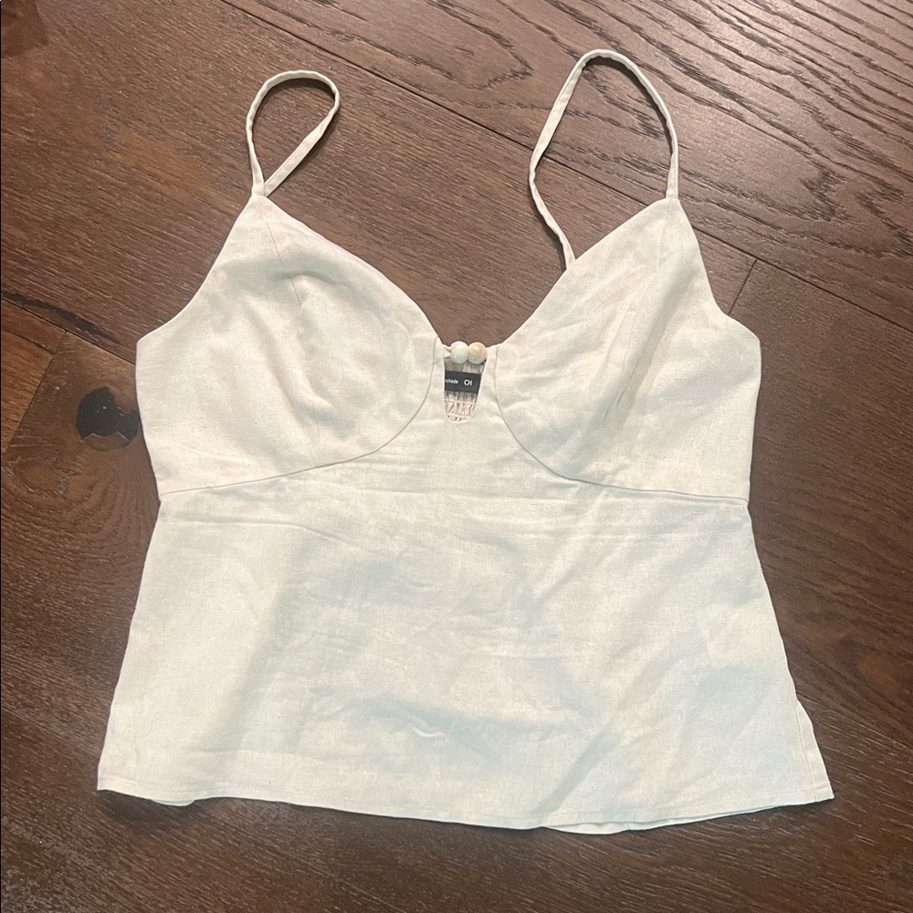White Satin Spaghetti Strap Cami Top